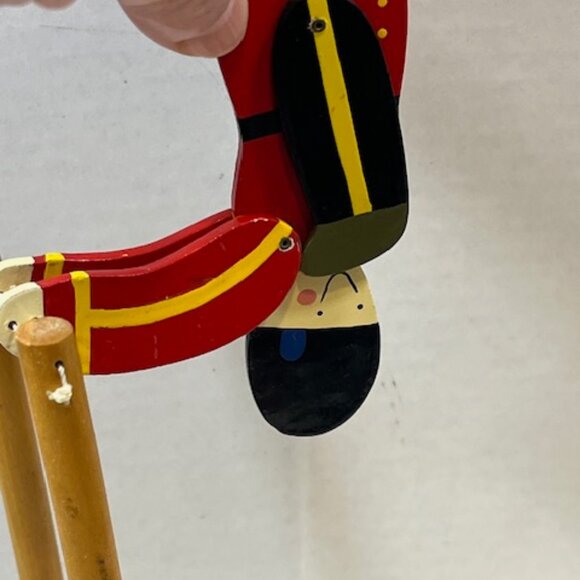 VTG Wooden Soldier Acrobat Flipper Toy Trapeze Sri Lanka Handmade 9.5"Tall - Picture 8 of 15